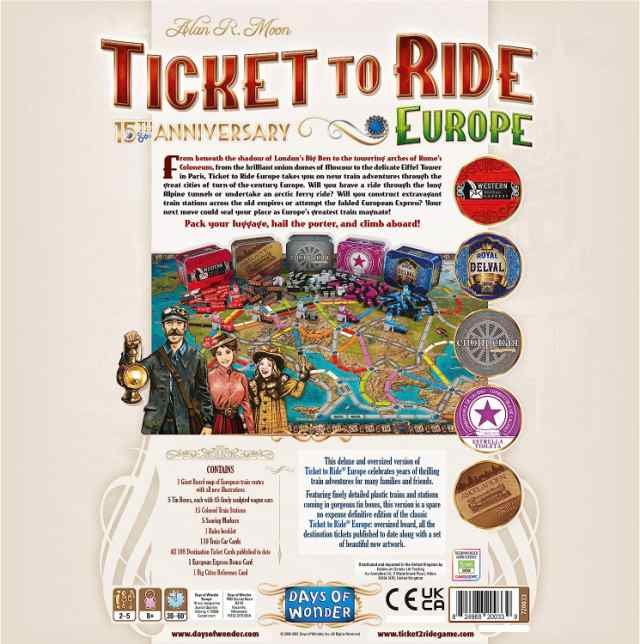 ボードゲーム 英語 アメリカ Ticket to Ride Europe 15th Anniversary