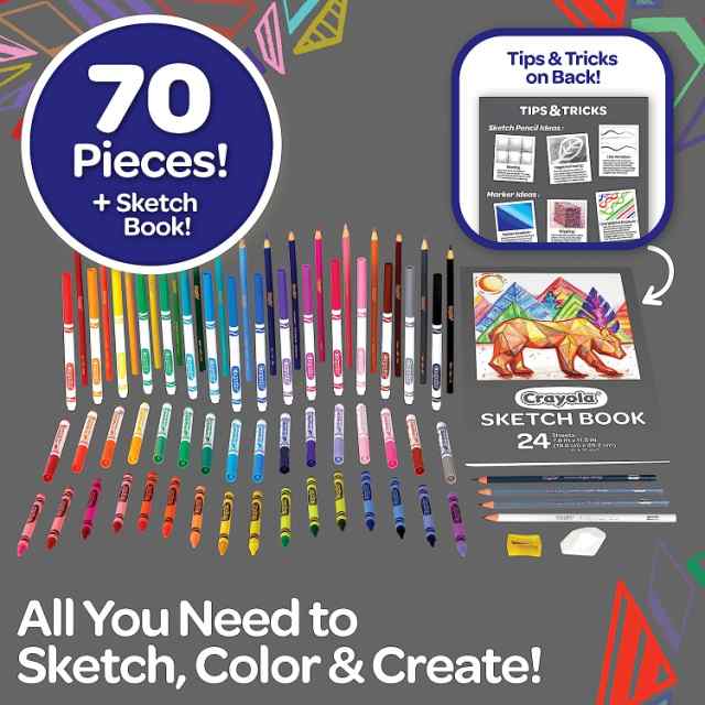 クレヨラ アメリカ 海外輸入 Crayola Sketch & Color (70pcs), Art Kit for Kids, Includes  Coloring Kit｜au PAY マーケット