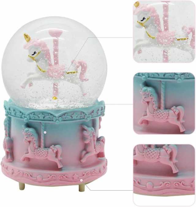 スノーグローブ 雪 置物 100MM Unicorn Snow Globe Music Box