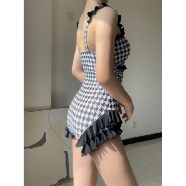 千鳥柄フロントフリルリボン水着 夏 レディース  【IN0001】の通販は 7,200円