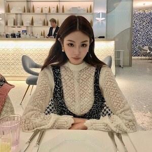 セクシー かぎ編み レディース トップス 長袖 ハイネック タイト