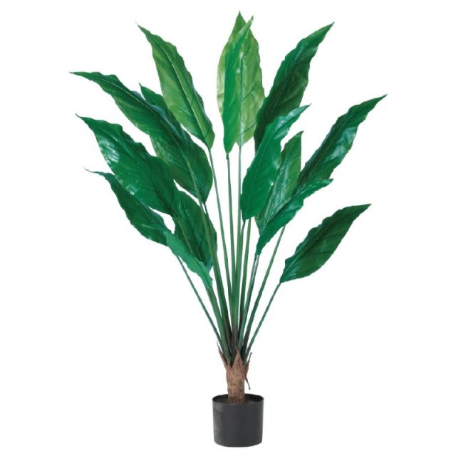 人工観葉植物 リーフプラント （ポット付き） グリーン 高さ120cm （P290-a51060) （代引き不可） インテリアグリーン フェイクグリーン