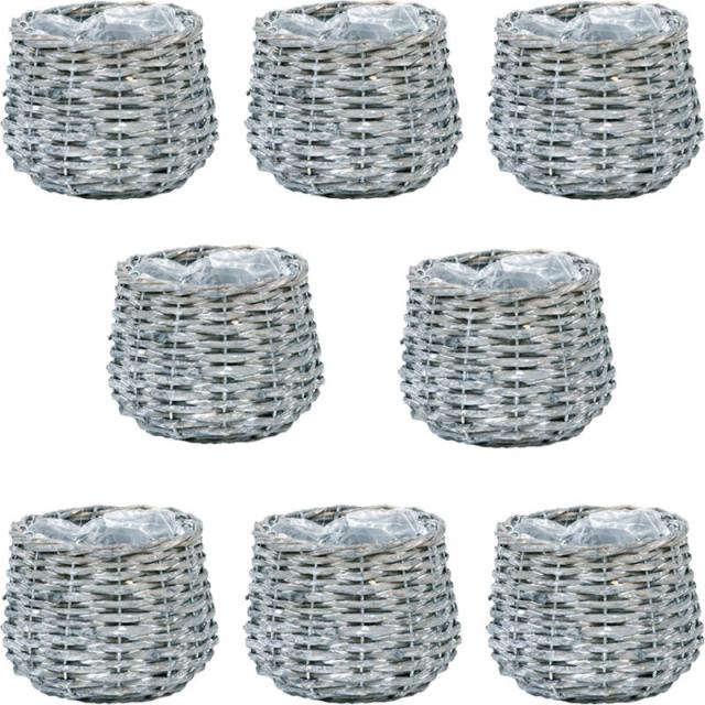 インテリア ポットカバー シャビーウィローラウンド D3 グレー(8個入り)高さ9.5cm （P213-kn11172) （代引き不可） 3号用鉢カバー ディスプレイ 5,994円