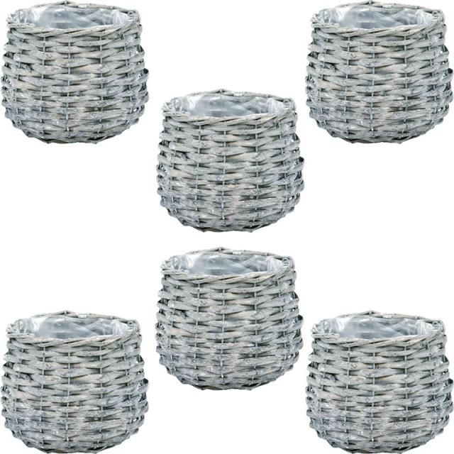 インテリア ポットカバー シャビーウィローラウンド D3.5 グレー(6個入り)高さ12cm （P213-kn11173) （代引き不可） 3.5号用鉢カバー ディスプレイ