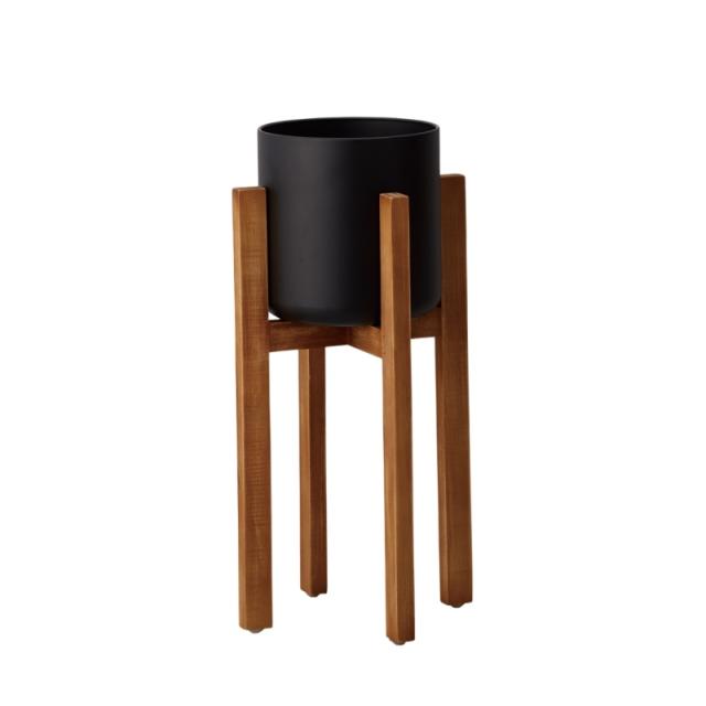 花瓶 フラワーベース Interior Green Wood stand pot ウッド スタンド ポット black （1個入り） [510-960-800] [p44] 鉄 （代引き不可） インテリア ディスプレイ