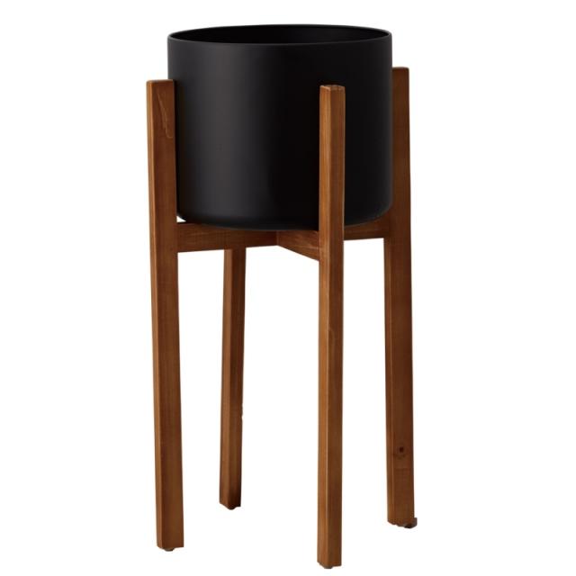 花瓶 フラワーベース Interior Green Wood stand pot ウッド スタンド ポット black （1個入り） [510-961-800] [p44] 鉄 （代引き不可） インテリア ディスプレイ