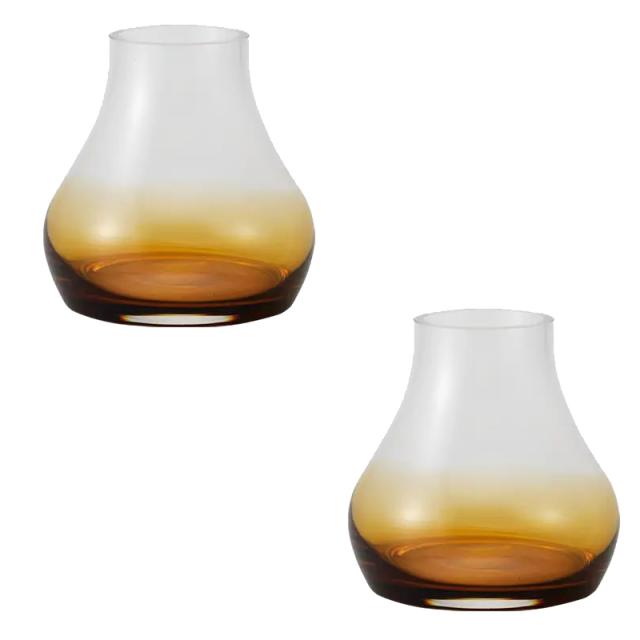 花瓶 フラワーベース Glass Flower+ mazzo マッツォ clear amber （2個入り） [777-738-020] [p10] ガラス （代引き不可） インテリア ディスプレイ