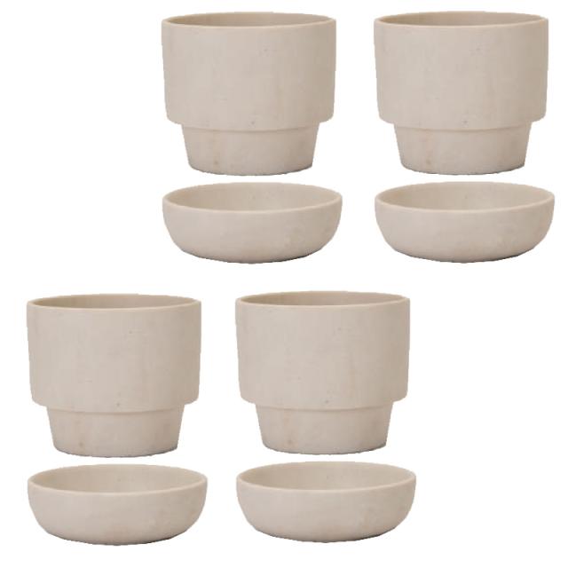 花・観葉植物用ポット フューズポット 13 W ceramic （4個入り） 18016 受皿付き （代引き不可） ミニポット プランター FARM （p93） 13,009円