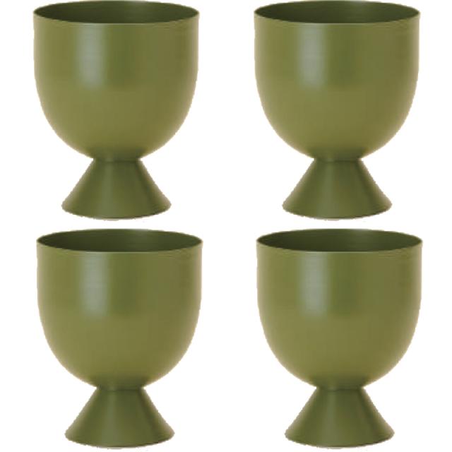 花・観葉植物用ポット ファリシア 13 G metal （4個入り） 23106 脚付き （代引き不可） ミニ鉢カバー FARM （p151）