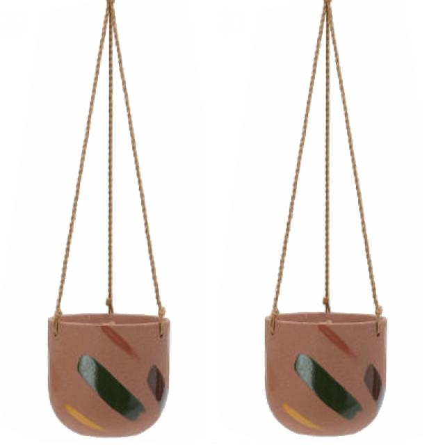 花・観葉植物用ポット カーリン ハンギング 15 Y ceramic （2個入り） 40032 吊るしタイプ （代引き不可） ハンキングポット FARM （p187）