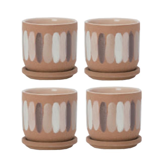 花・観葉植物用ポット デシレ 11 C ceramic （4個入り） 40050 受皿付き （代引き不可） ミニポット プランター FARM （p59）