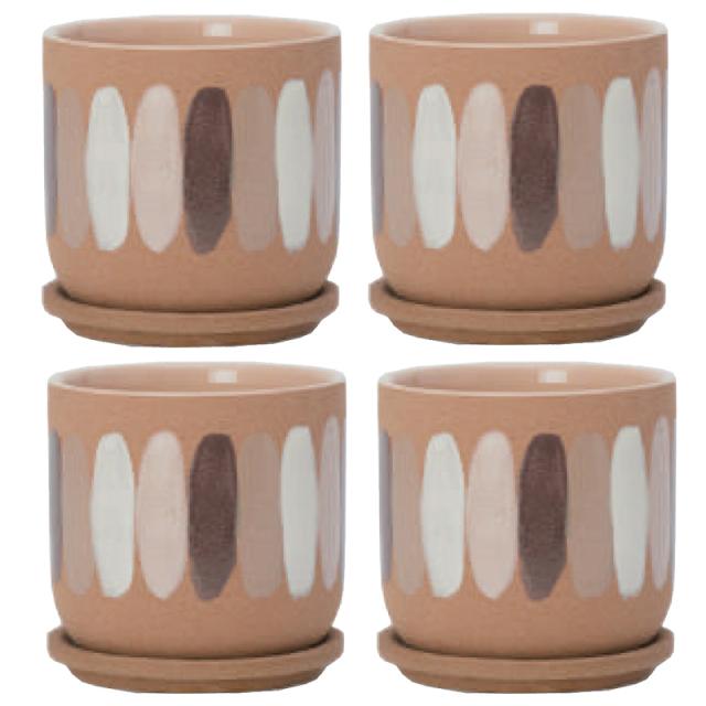 花・観葉植物用ポット デシレ 15 C ceramic （4個入り） 40051 受皿付き （代引き不可） 小型ポット プランター FARM （p59）