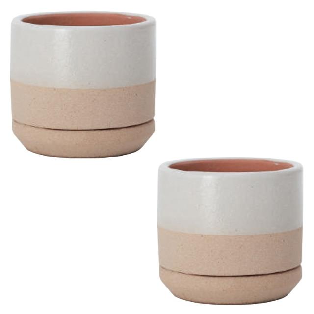 花・観葉植物用ポット キルシ 10 W ceramic （2個入り） 71093 受皿付き （代引き不可） ミニポット プランター FARM （p63） 5,918円