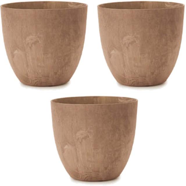花・観葉植物用ポット アートストーン ラウンド M 33 ブラウン（3個入り）ar-002c33e [KTp227] 中型ポット （代引き不可）ホテル・オフィスビル・店舗 エクステリア インテリアの通販は 16,620円