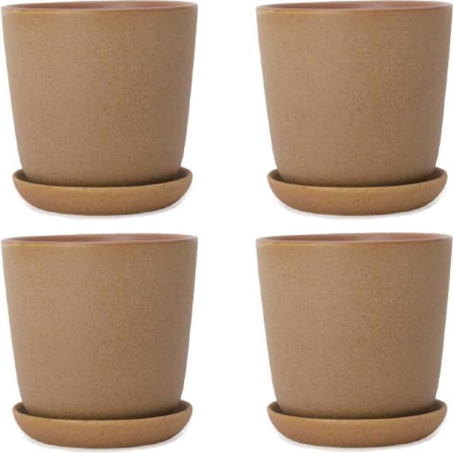 花・観葉植物用ポット アレナ ラウンド M 5号 サンディブラウン（4個入り）an-001c05p [KTp415] ミニポット 受皿付 （代引き不可）ホテル・オフィスビル・店舗 インテリア ディスプレイの通販は