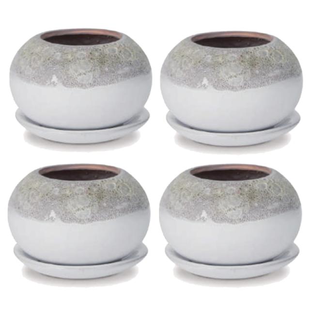 花・観葉植物用ポット ハレー ボウル M 6号 ホワイト（4個入り）hl-002w14p [KTp423] ミニポット 受皿付 （代引き不可）ホテル・オフィスビル・店舗 インテリア エクステリアの通販は 11,115円