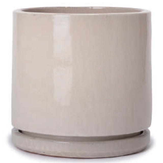 花・観葉植物用ポット ビトロ エンデカ L 13号/A クリーム釉（1個入り）vt-011w13p [KTp319] 中型ポット 受皿付 （代引き不可）ホテル・オフィスビル・店舗 エクステリア インテリア