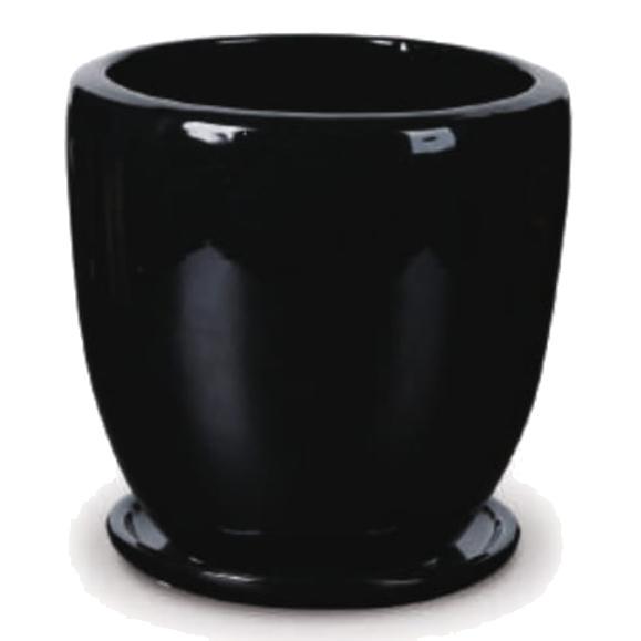 花・観葉植物用ポット ビトロ ドゥオ S 9号/A ブラック釉（1個入り）vt-r02k09p [KTp323] 小型ポット 受皿付 （代引き不可）ホテル・オフィスビル・店舗 エクステリア インテリアの通販は