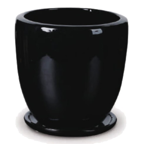 花・観葉植物用ポット ビトロ ドゥオ M 12号/A ブラック釉（1個入り）vt-r02k12p [KTp323] 中型ポット 受皿付 （代引き不可）ホテル・オフィスビル・店舗 エクステリア インテリアの通販は 23,300円