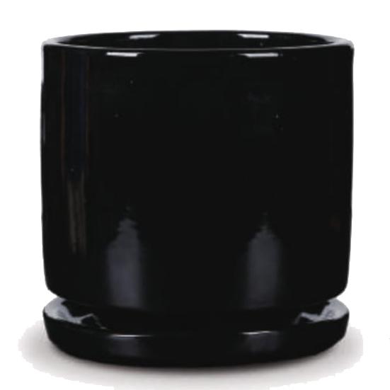 花・観葉植物用ポット ビトロ エンデカ L 13号/A ブラック釉（1個入り）vt-r11k13p [KTp315] 中型ポット 受皿付 （代引き不可）ホテル・オフィスビル・店舗 エクステリア インテリア