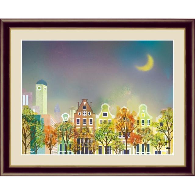 額絵 [街路樹のある風景] 【月夜の街並み】 [F4] [横田友広] [G4-CE003-F4]【代引き不可】の通販は 6,420円