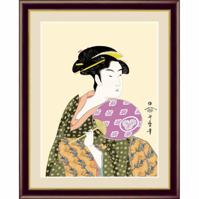 額絵 浮世絵[美人画] 【団扇を持つおひさ】 [F4] [喜多川歌麿] [G4-BU031-F4]【代引き不可】の通販は