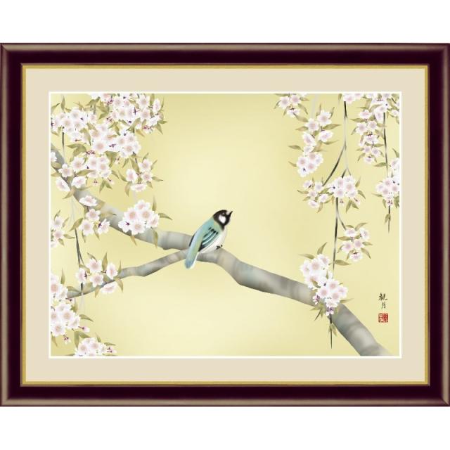 額絵 日本画[花鳥画]春飾り 【桜花に小鳥】 [F4] [森山観月] [G4-BK063-F4]【代引き不可】の通販は 6,420円