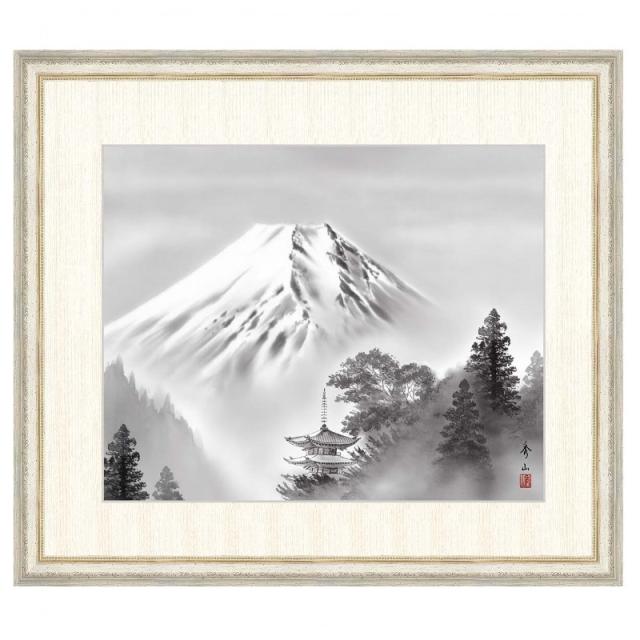 日本画 鈴村秀山 富士塔景（ふじとうけい） F8 富士山水画 [g4-bf047-F8] インテリア 13,680円