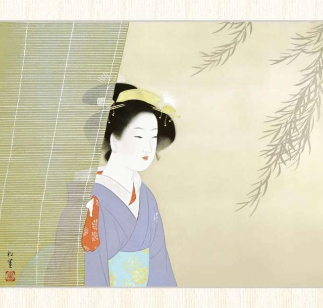 日本の名画 上村松園 涼風 F8 [g4-bn034-F8] インテリア