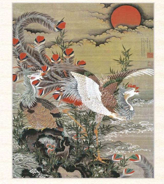 日本の名画 伊藤若冲 旭日鳳凰図（きょくじつほうおうず） F8 [g4-bn072-F8] インテリアの通販は