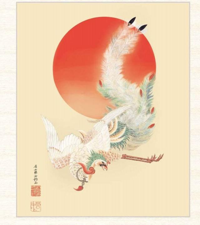 日本の名画 伊藤若冲 日出鳳凰図（ひのでほうおうず） F8 [g4-bn124-