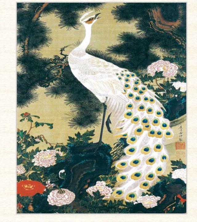 日本の名画 伊藤若冲 老松孔雀図（ろうしょうくじゃくず） F8 [g4