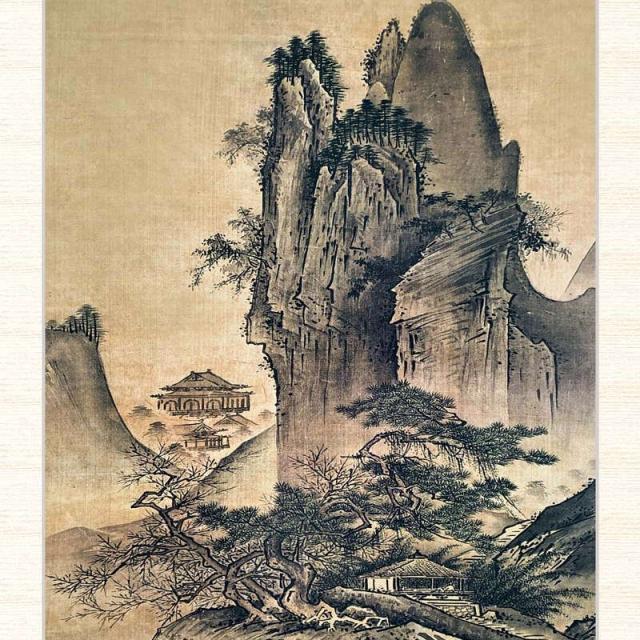 日本の名画 雪舟 四季山水図（春）（しきさんすいず・はる） F8 [g4-bn154-F8] インテリア