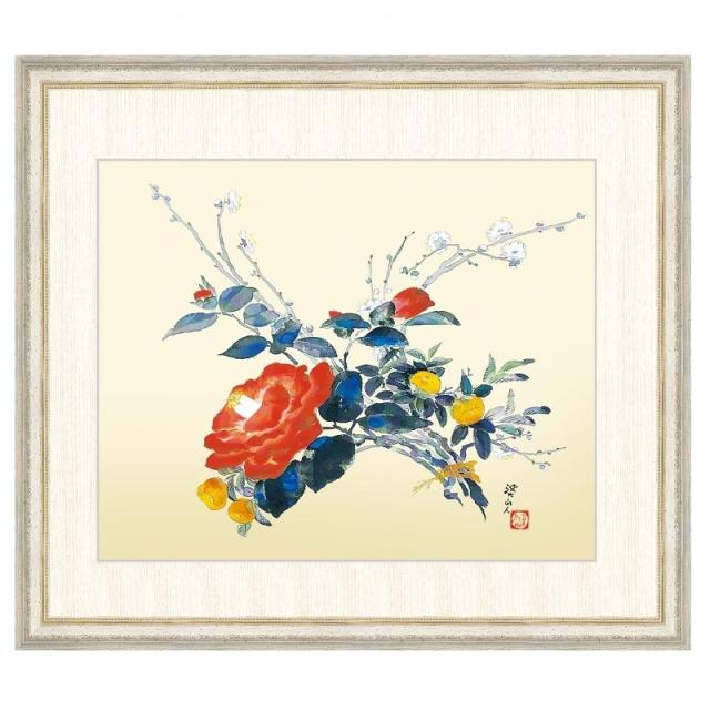 禅院 日本の名画 冨田溪仙 歳寒三雅（さいかんさんが） F8 [g4-bn163-F8