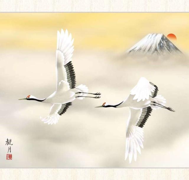 富岳飛翔　森山観月 日本画 森山観月 富岳飛翔（ふがくひしょう） F8 慶祝画 [g4