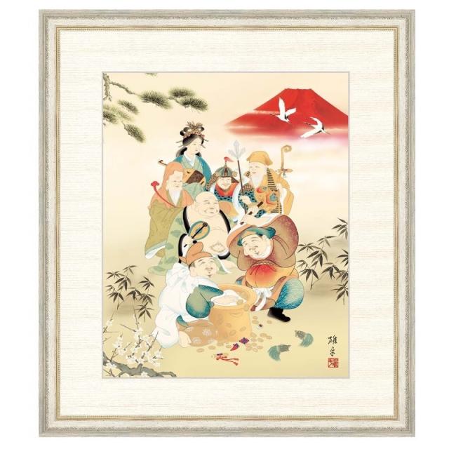 日本画 鵜飼雄平 七福神（しちふくじん） F8 縁起画 [g4-by036