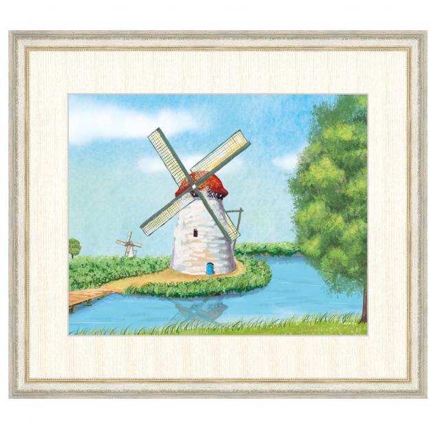 ベルギー クノックの風車 絵画 額装 インテリア ベルギー クノックの風車 絵画 額装 インテリア
