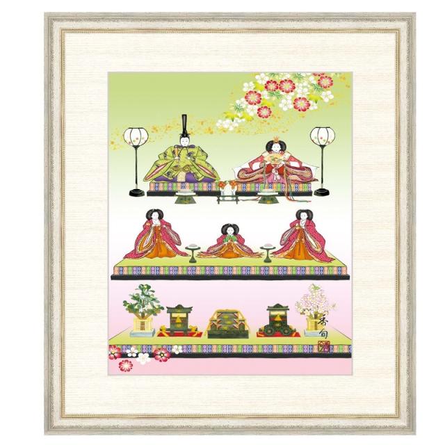 日本画 伊藤香旬 三段飾り雛（さんだんかざりびな） F8 桃の節句画 [g4-bd028-F8] インテリアの通販は 18,000円