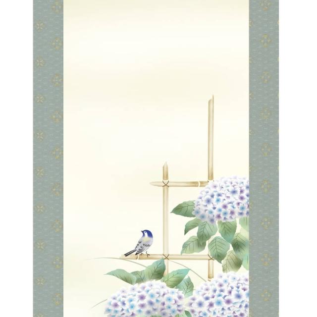 掛軸 [花鳥画]夏掛け 【紫陽花】 [尺三] [西尾香悦] [KZ1MA6-35B](代引き不可)_2