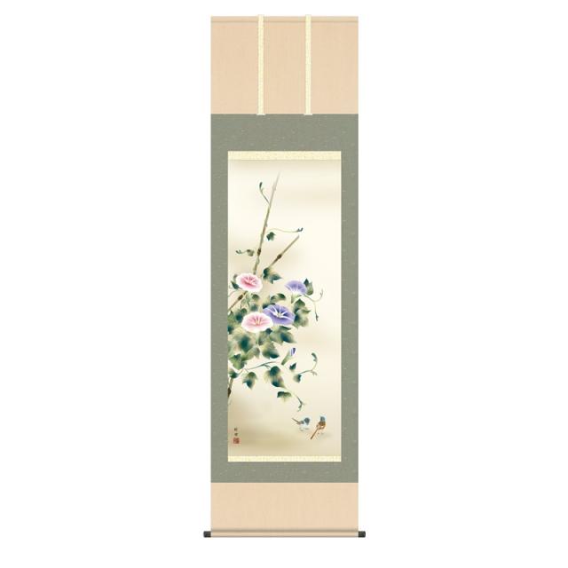 掛軸 [花鳥画]夏掛け 【朝顔】 [尺五] [田村竹世] [KZ2A3-149](代引き不可)