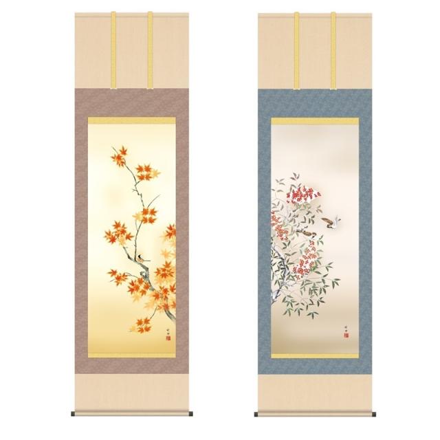 掛軸 [花鳥画]春夏秋冬四幅揃セット 【四季奏歓】 [尺五] [田村竹世] [KZ2A6-34SET](代引き不可)_2