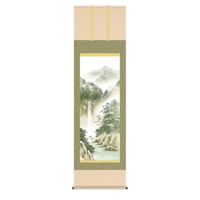 掛軸 年中飾り[山水画]彩色山水 【蒼風蒼水】 [尺五] [清水玄澄] [KZ2B1-N050](代引き不可)