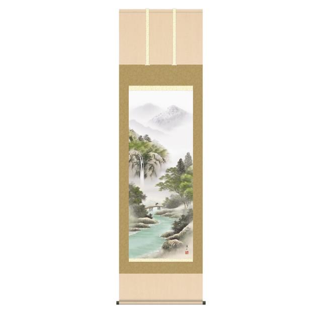 掛軸 年中飾り[山水画]彩色山水 【山河望郷】 [尺五] [伊藤渓山] [KZ2B1-N051](代引き不可)