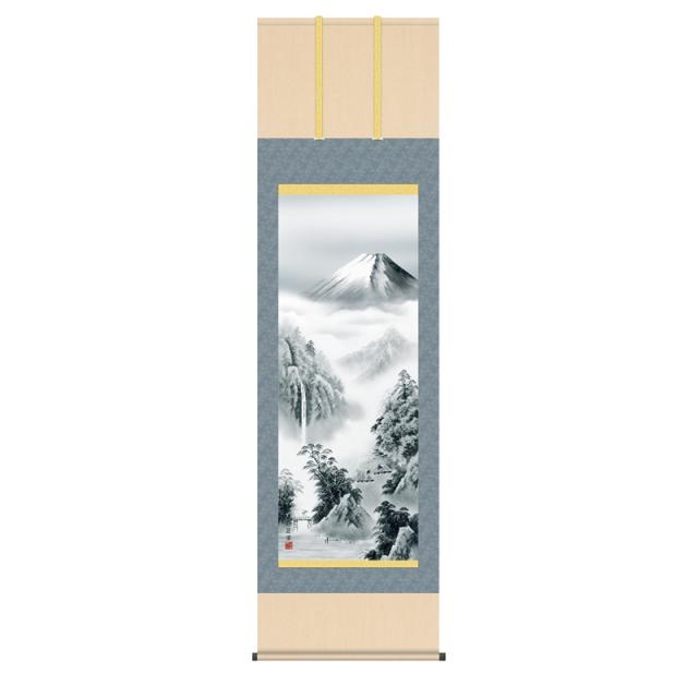 掛軸 年中飾り[山水画]富士山水 【富士憧憬】 [尺五] [有馬荘園] [KZ2B3-063](代引き不可)