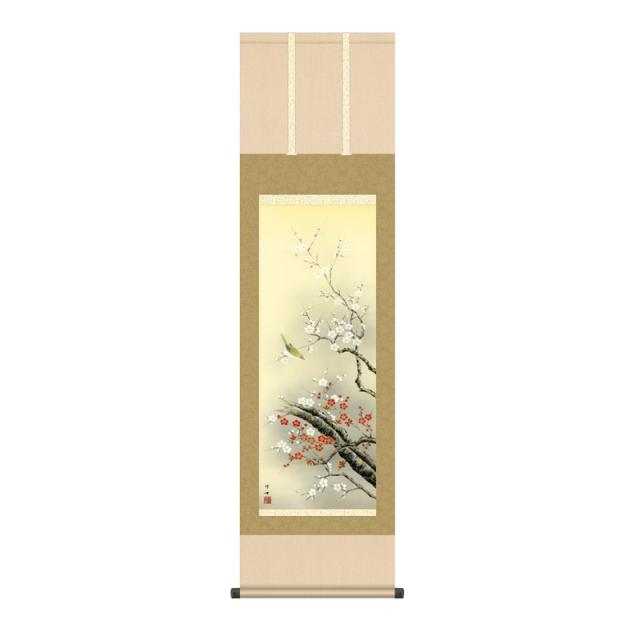 掛軸 [花鳥画]春掛け 【紅白梅に鶯】 [尺三] [田村竹世] [KZ2MA2-049](代引き不可)