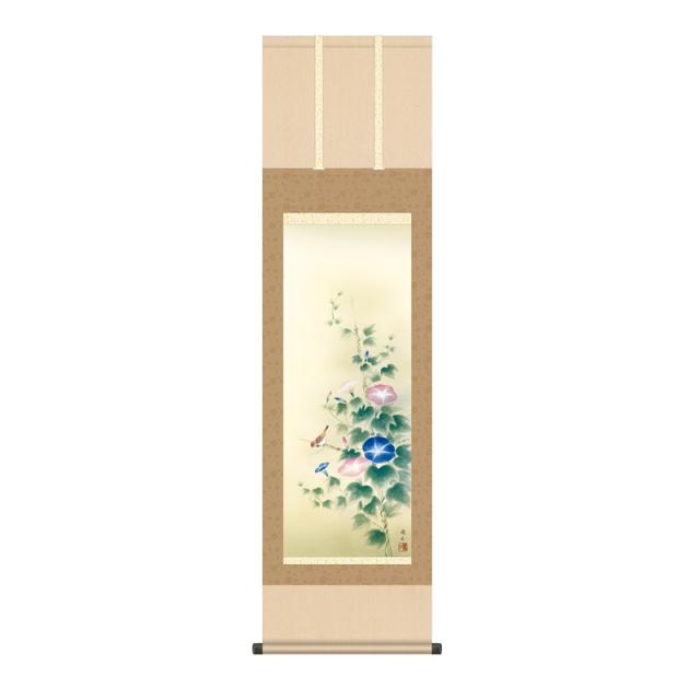 掛軸 [花鳥画]夏掛け 【朝顔】 [尺三] [高見蘭石] [KZ2MA3-153](代引き不可)