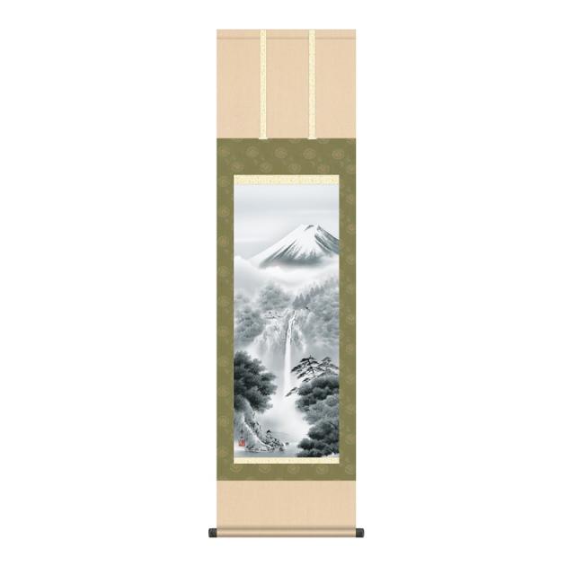 掛軸 年中飾り[山水画]富士山水 【富士幽谷】 [尺三] [鈴村秀山] [KZ2MB3-070](代引き不可)