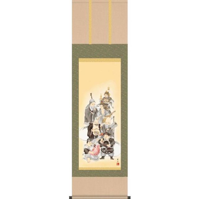 [掛軸][七福神]緒方葉水[尺三][慶祝・縁起の掛け軸][H29MD1-008]【代引き不可】