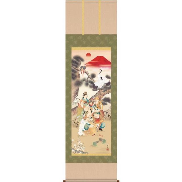[掛軸][吉祥七福満願図]鵜飼雄平[尺三][開運の掛軸][H29D5-024-3]【代引き不可】の通販は