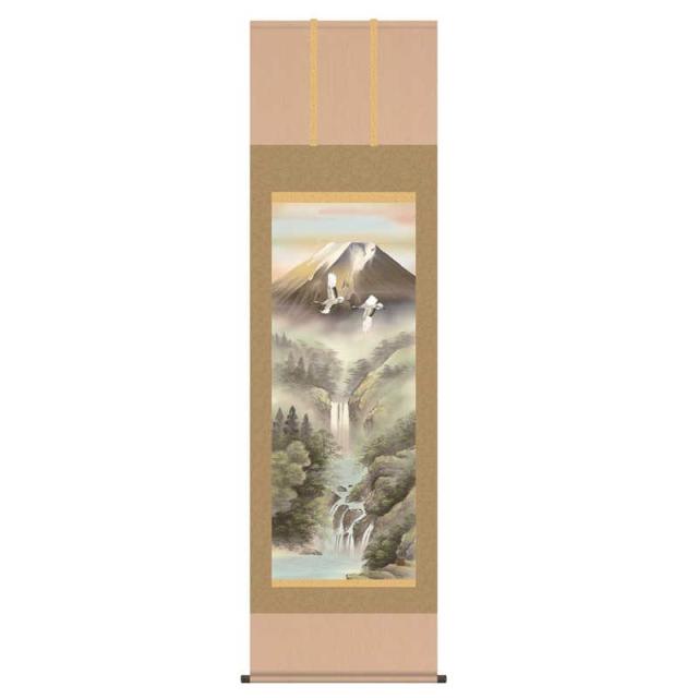 掛軸 [山水画] 【富峰玉簾】 宇田川彩悠 尺五 [H30B3-026]【代引き不可】